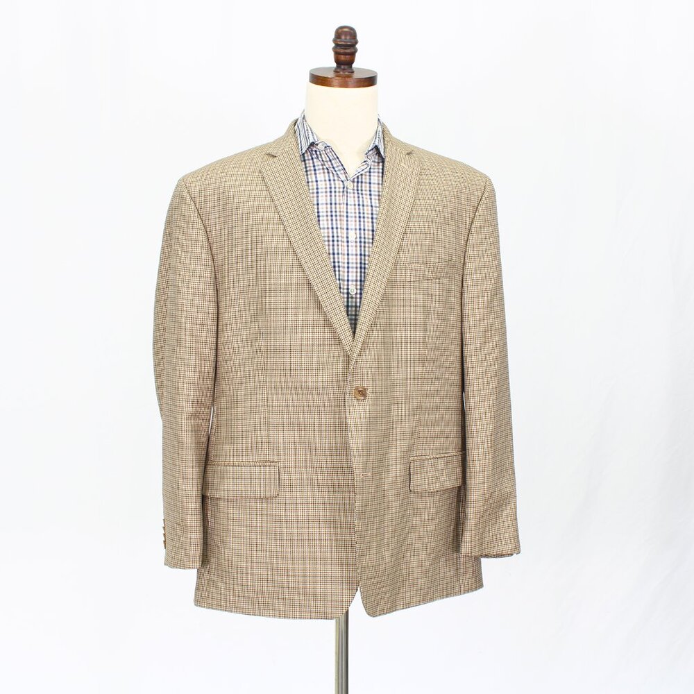 Michael Kors 48R Brown Blazer Sport Coat Jacket 2-Button Check Y248